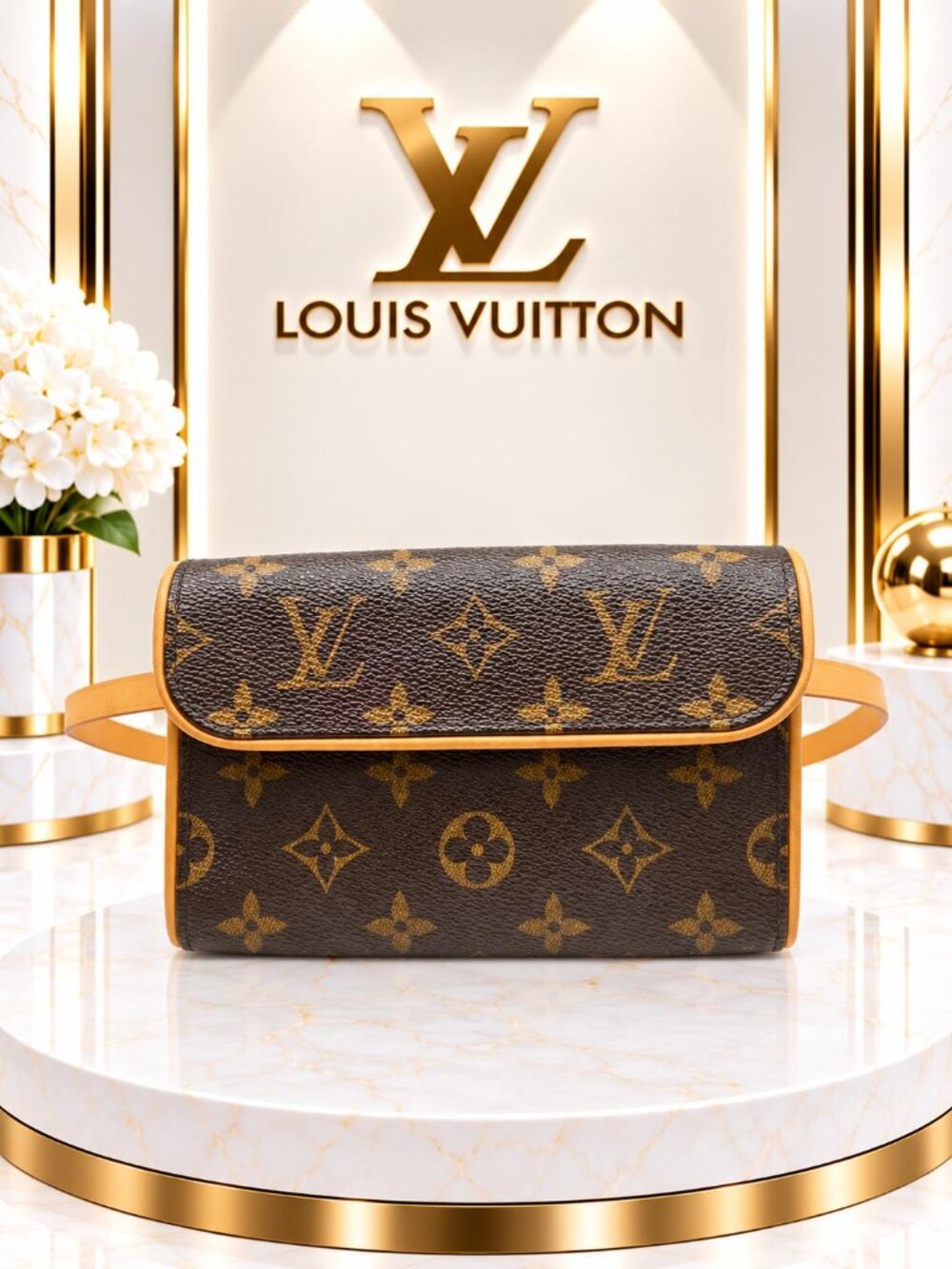 Authentic Louis Vuitton Florentine Bum Bag Monogram Canvas Vintage LV Belt Waist